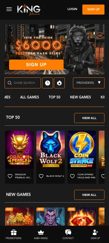 King Johnny Kash Casino mobile browser experience